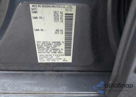 2017 Nissan Altima 2.5 S from USA, damaged, VIN 1N4AL3AP3HC226509